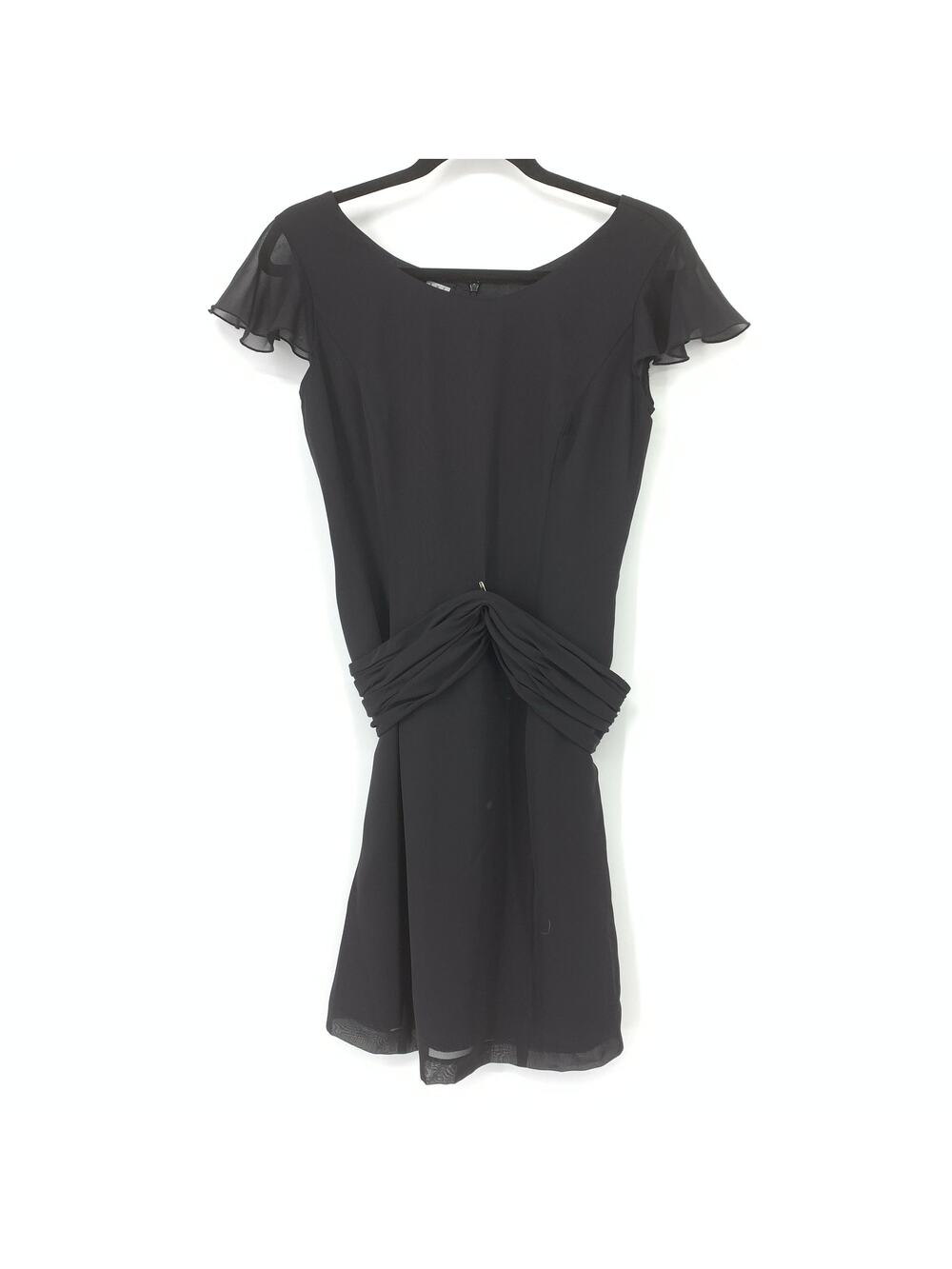 Due Per Due Dress Veste Women's Size 4 Flutter Short Sleeve Mini Black Belted